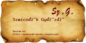 Szmicsák Győző névjegykártya